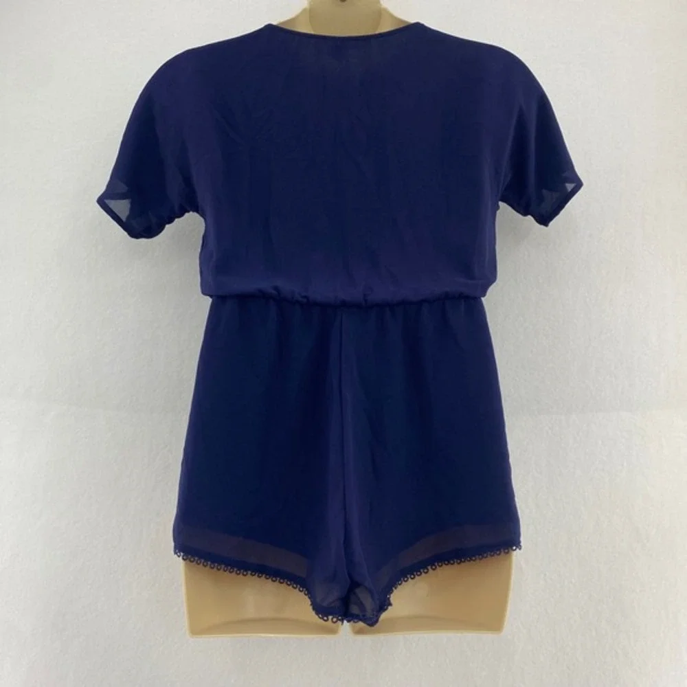 H&M Divided 8‎ Romper Navy Blue, Short Sleeve Surplice Neck Casual Boho Vacay